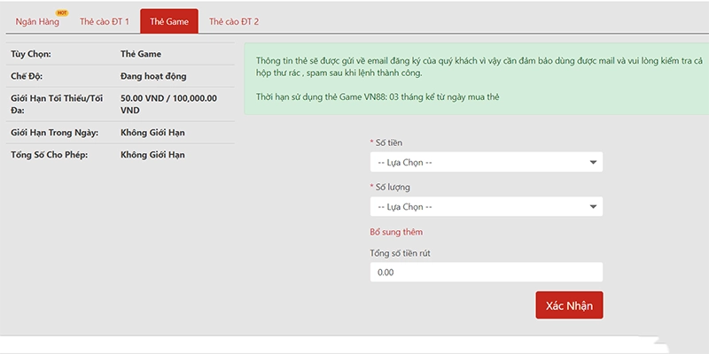 Không quá khó khăn khi rút tiền VN88 bằng thẻ game